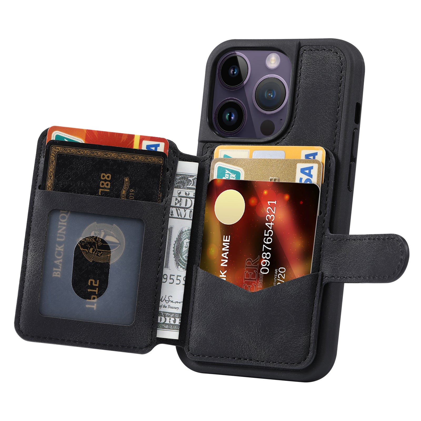 Pouzdro na peněženku na telefon iPhone 14 Pro s blokováním RFID kůží potaženým TPU stojánkem Pouzdro na peněženku na telefon iPhone 14 Pro s blokováním RFID kůží potaženým TPU stojánkem
